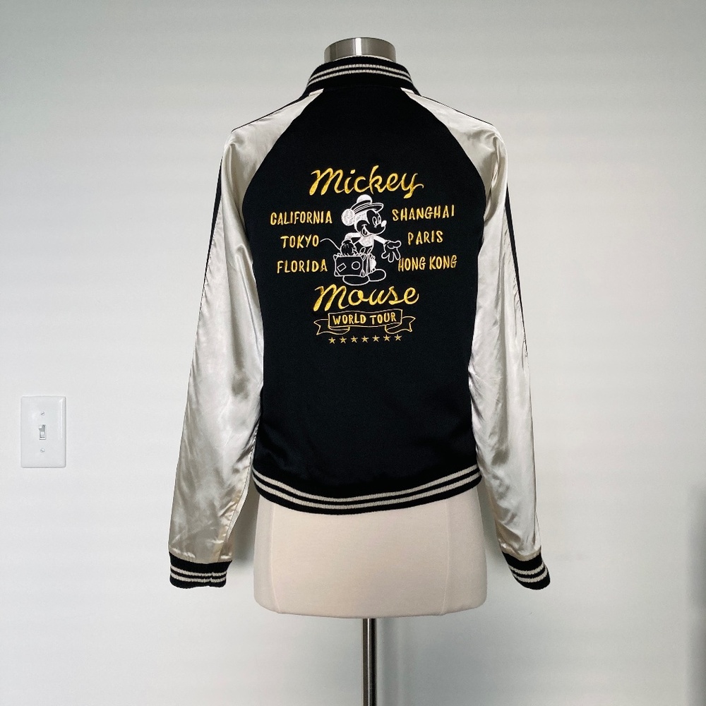 Uniqlo Disney Mickey Retro Souvenir Satin Bomber Jacket  Silver Couple Matching